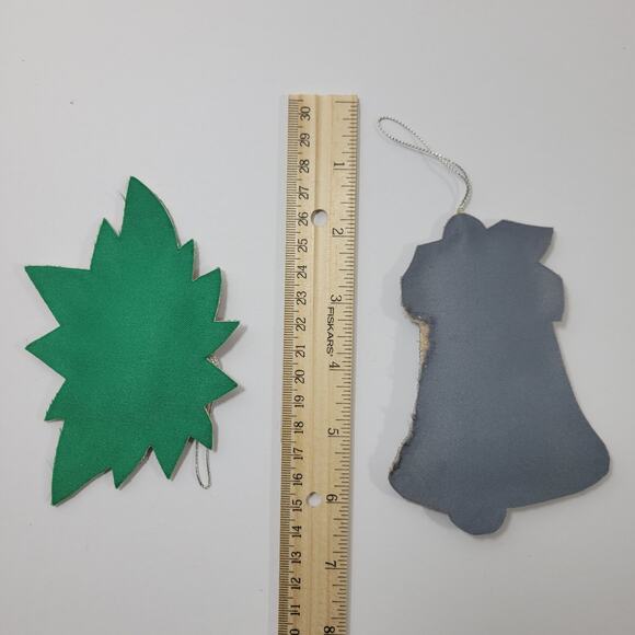 Sequin Poinsettia and Silver Bell Fabric Christmas Ornament - Picture 3 of 3